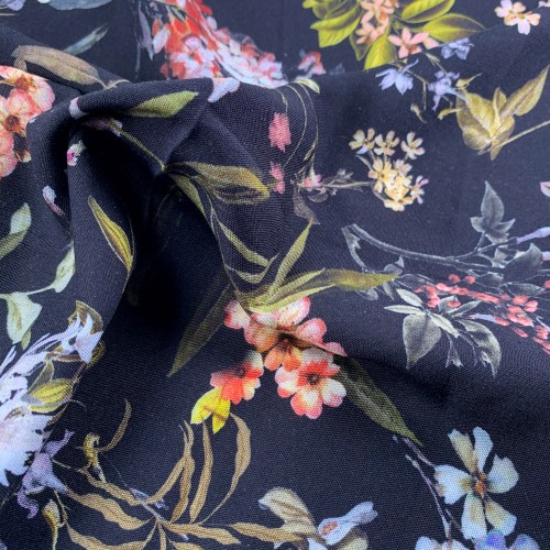 Floral Branches Pattern Viscose Fabric - Multi VS0006